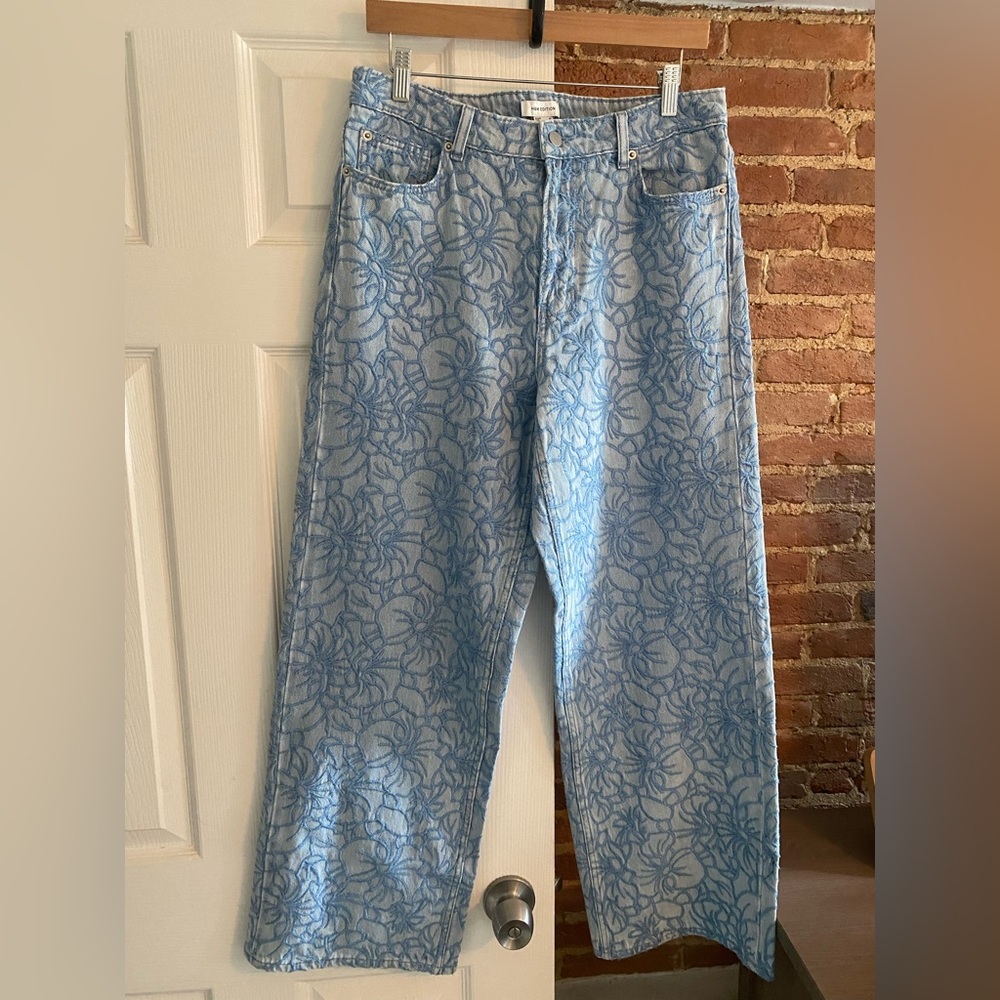 H&M Floral Embroidered Straight Jeans - New With Tags - Picture 2 of 11